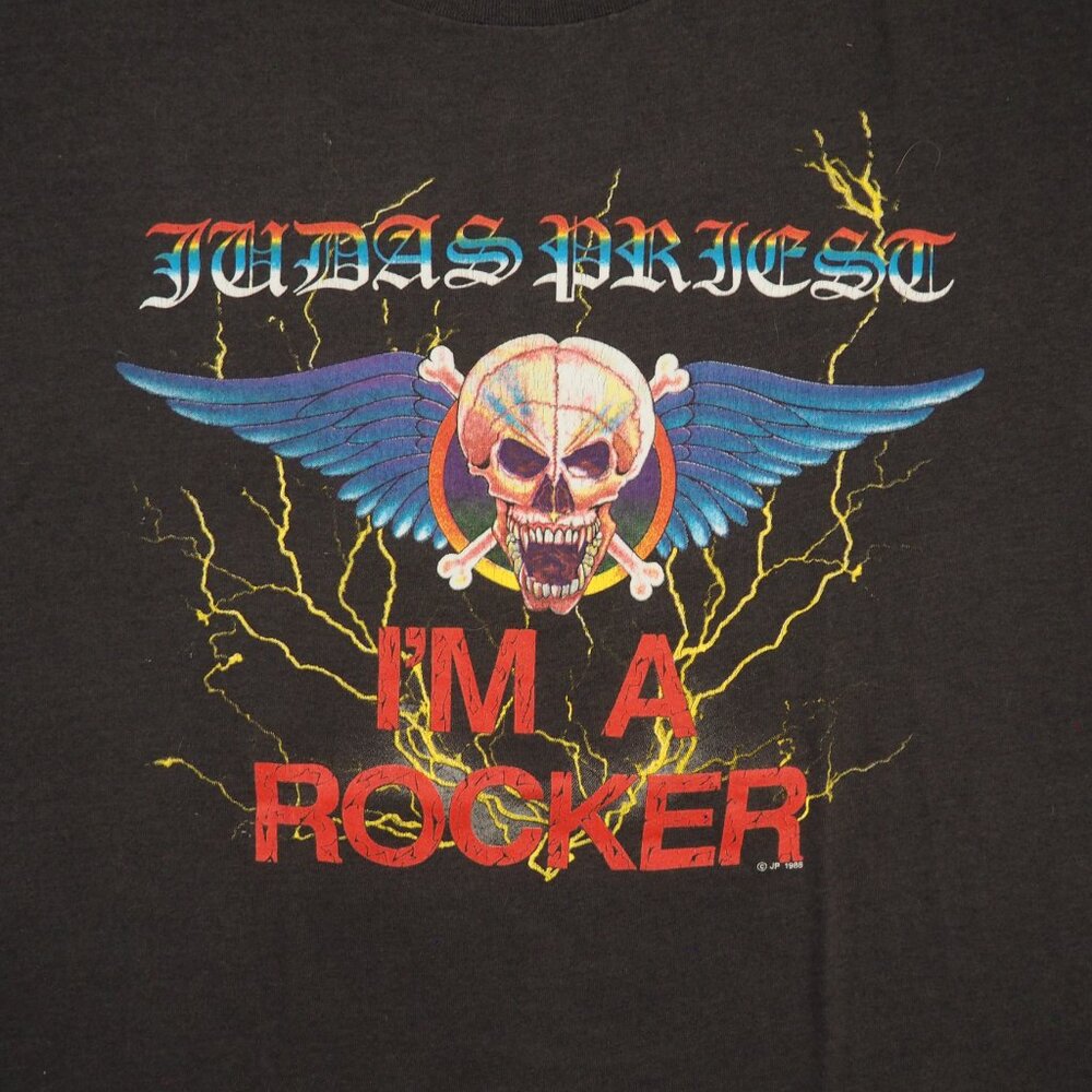 Vintage 1988 Judas Priest Single Stitch Black Short Sleeve VTG Band Tee - Picture 2 of 8